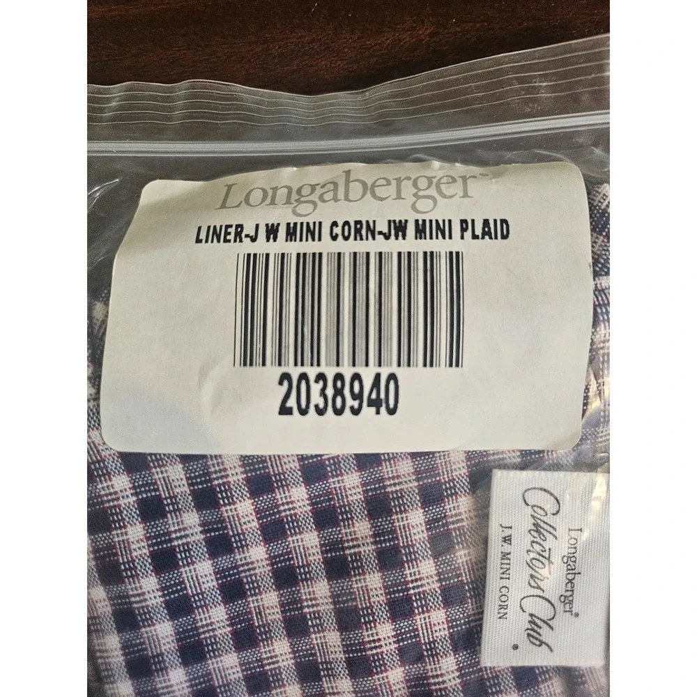 NEW Longaberger Liner JW MINI PLAID JW Mini Corn 2038940 NIP NOS